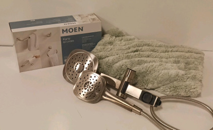 Dual Shower Head, Moen Bathroom Accessories, And Bath Rug