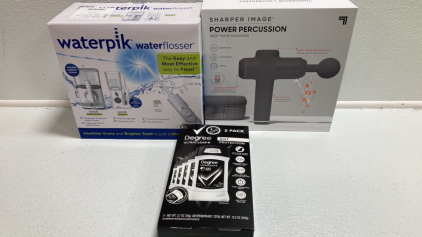 Waterpik Flosser, Sharper Image Deep Tissue Massager, Degree UltraClear 5-Pack