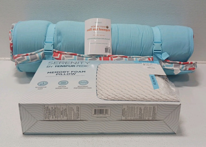 Tempur- Pedic Memory Foam Pillow And Memory Foam Roll Out Lounge