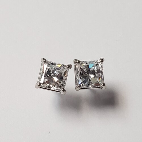 $400 10K Princess Cut 5A Cz Earrings