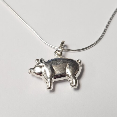 $120 Silver Pig 18" Necklace