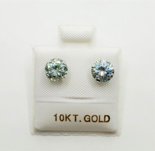 $1610 10K Light Bluish Green Moissanite(1.5ct) Earrings