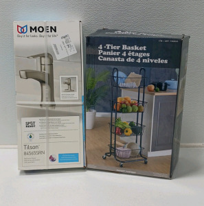 Moen Bathroom Faucet And Four Tier Basket