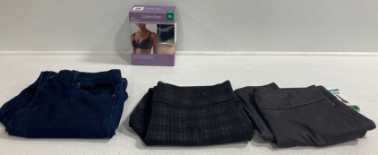 (2) Pairs Of Dress Pants, Amanda Jeans, Calvin Klien 2Pk Wireless Bras