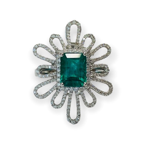 $10,582 Value, 18K Emerald & Diamond Ring