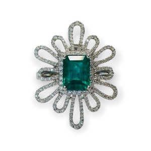 $10,582 Value, 18K Emerald & Diamond Ring