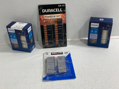 (2) Philips LED Micro Lights, 40Pk Duracell AA Batteries, Kirkland 48Pk AAA Batteries