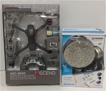 (1) Ascend Aeronautics Premium Hd Video Drone With Ultra Wide Lens (1) MOEN 6-Setting Hand and Rain Shower