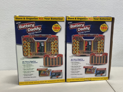 (2) Battery Daddy Battery Storage Cases With Battery Testers