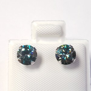 $1455 10K Deep Greenish Blue Moissanite(1.5ct) Earrings