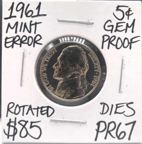 1961 PR67 Mint Error Gem Proof Nickel