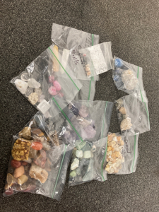 Bag of gems and minerals