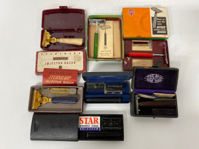 Assorted Antique Safety Razors in Their Original Cases