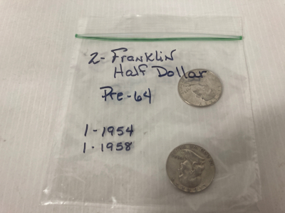(2) Franklin half dollars
