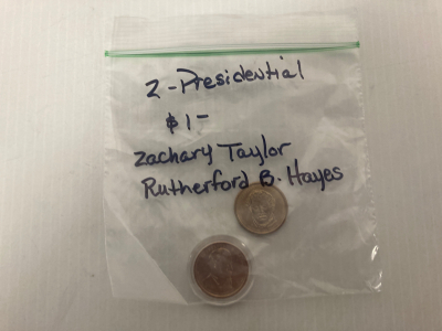 2 presidential dollar coins