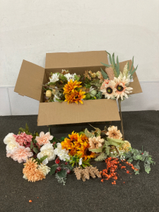 Box of Assorted Fake Flowers
