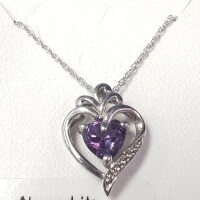 $160 Silver Created Alexandrite 19" Necklace