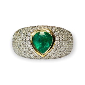 $9,980 Value, 18K Emerald & Diamond Ring