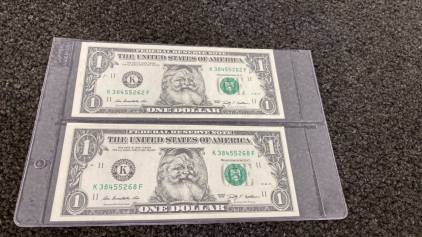 (2) Santa Dollar Bills