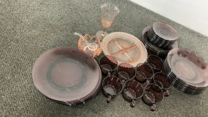 Cranberry/Rose Vintage Dinnerware