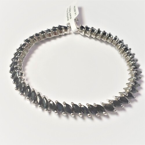 $1505 Silver Black Sapphire 7" Bracelet