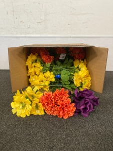 Box of Assorted Fake Flowers