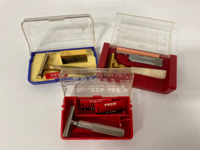 (3) Antique Safety Razors