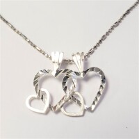 $160 Silver 2 Heart Pendant 20" Necklace