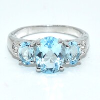 Silver Blue Topaz Cz(3.1ct) Ring