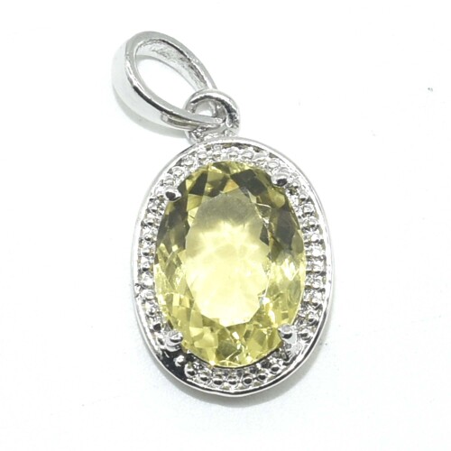 Silver Lemon Quartz(5.95ct) Pendant