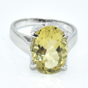 Silver Lemon Quartz(5.65ct) Ring