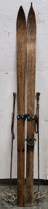 Vintage Wooden Ski And Poles Home Decor