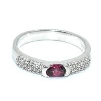 Silver Garnet Cz(1.05ct) Ring