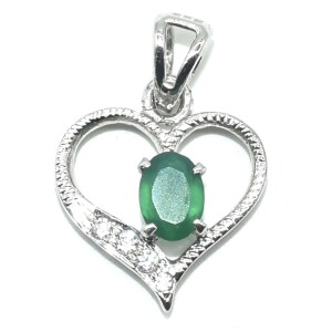 Silver Green Onyx (0.75ct) Pendant