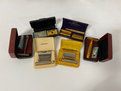 (6) Antique Safety Razors all in Original Cases