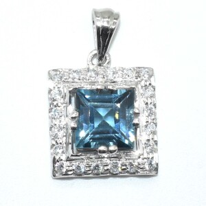 Silver Blue Tpaz London Cz(2.5ct) Pendant