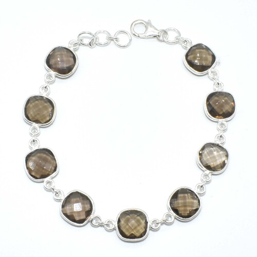 Silver Smokey Quartz (15.15ct) Bracelet