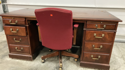 Heavy Duty Wood Desk and Rolling Office Chair