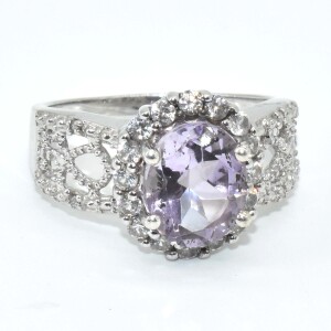 Silver Amethyst Cz(3.1ct) Ring