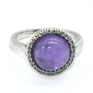 Silver Amethyst Cz(4.45ct) Ring