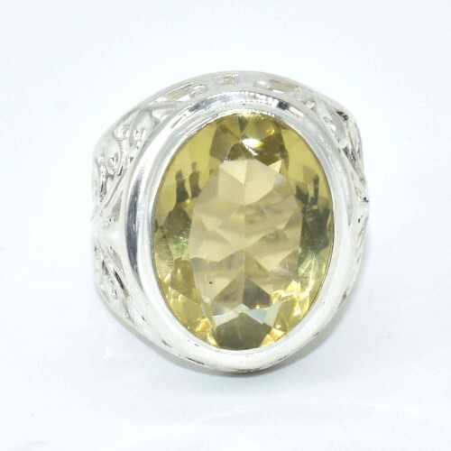 Silver Lemon Quartz(11.5ct) Ring