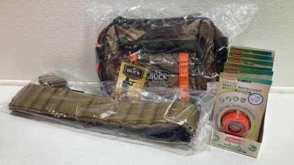 Buck Knives Sport Bag, Blackhawk Patrol Belt, (6) Insect Repellant Snap Bands - SP3