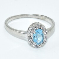 Silver Blue Topaz Swiss Cz(1.05ct) Ring