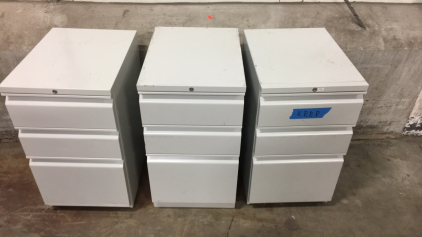 (3) Three Drawer Metal Filing Cabinets