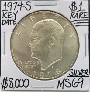 1974-S MS69 Key Date RARE Silver Ike Dollar