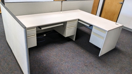 (2) Desk Set w/Keys & Chair, Cubicle Walls