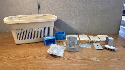 Basket of Assorted Electrical Outlets, Light Switches, Covers, and More