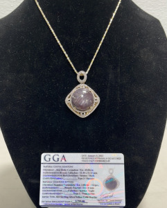 Star Ruby Necklace 45.00ctw .925 Sterling Silver/Yellow Gold Overlay W/ COA