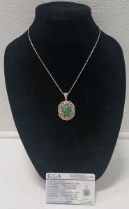 12.00 Ctw. Dyed Green Beryl (Emerald) Necklace