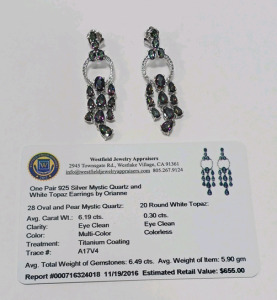 925 Silver Mystic Quartz And White Topaz Earrings